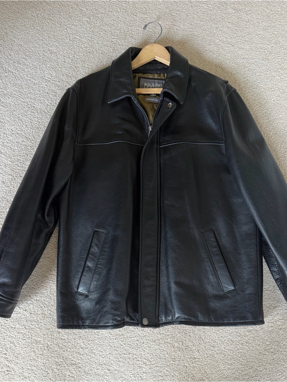 Wilsons Leather Men's Black Leather Bomber Jacket